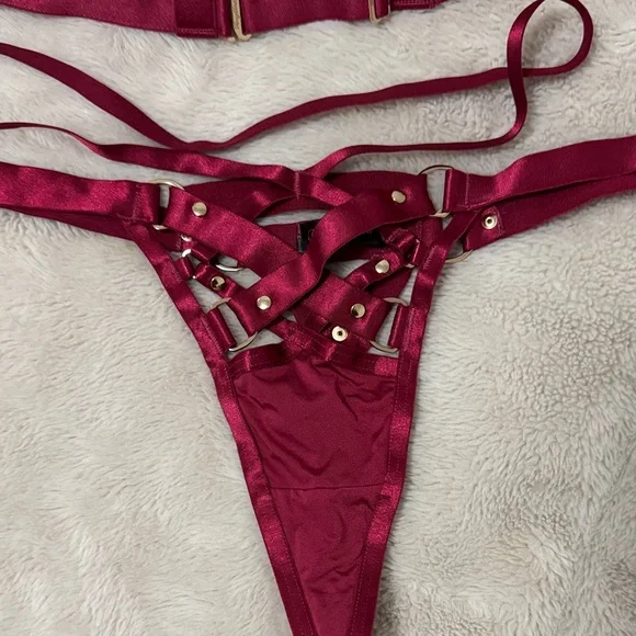 Honey Birdette Stephanie Red Bra Thong Set - 36DDD/F - Picture 10 of 13
